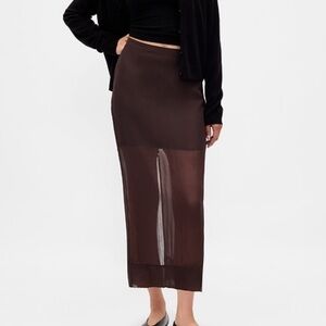 GAP Sheer Brown Maxi Skirt